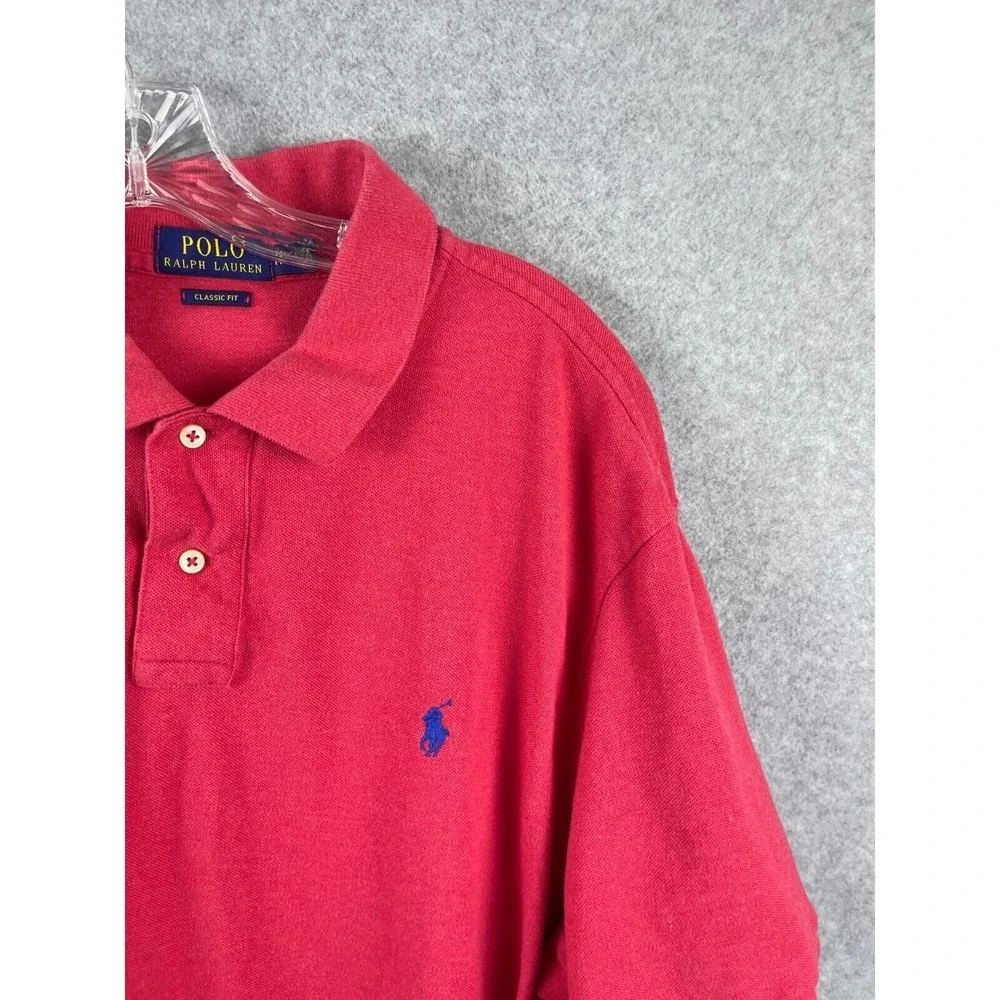Polo‎ Ralph Lauren Polo Shirt Mens 2XL Pink Short Sleeve Classic Fit Preppy